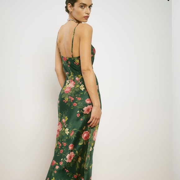 🌺 NWT Reformation Parma Silk Dress in Belvedere Green - Size Small - Picture 4 of 11